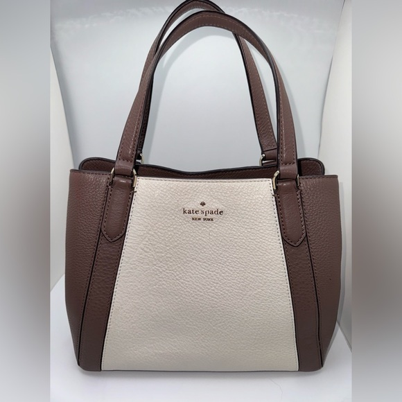 Kate Spade New York Jackson Triple compartment Satchel Leather Neutral Multi - Picture 1 of 7